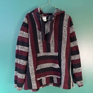 Baja Hoodie in Red, White and Black Stripes